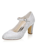 Chaussures de mariage Vintage dentelle ivoire bout rond talon Chunky chaussures de mariée chaussures Mary Jane