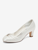 Chaussures de mariage vintage en satin à bout rond et strass chaussures de mariée à talon moyen