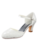 Chaussures de mariage Vintage ivoire 2021 Bout rond en dentelle boucle Chaussures de mariée