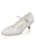 Chaussures de mariage vintage ronde Ivoire Kitten Toe Talon Mary Jane Chaussures de mariée