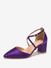 Chaussures de mariage violettes en satin à bout pointu et croisées pour invités de mariage