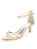 Chaussures de Mariages en Satins Femmes à Talons Hautes Fins avec Bout Ouvert avec Boucle Unicolore