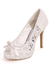 Chaussures de mariée à talons aiguilles en dentelle blanche
