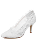 Chaussures de mariée à talons en dentelle blanc talons couverts