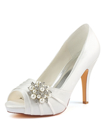Chaussures de Mariée 2021 Ivoire Bout Ouvert Perles Talon Haut
