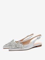 Chaussures de mariée Appartements de mariée Tissu à paillettes Bout pointu Strass