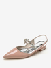 Chaussures De Mariée Ballerines De Mariée Haut Bout Pointu Strass À Lacet