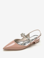 Chaussures De Mariée Ballerines De Mariée Haut Bout Pointu Strass À Lacet