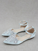 Chaussures De Mariée Ballerines De Mariée Satin Bout Pointu Strass Chaussures De Mariage