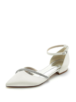 Chaussures de mariée Ballerines de mariée Soie et satin Bout pointu Strass