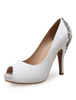 Chaussures de mariée blanche en PU bout ouvert talon haut chaussures cérémonie