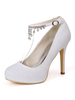 Chaussures de mariée blanche en PU plateforme talon haut boucle métal réglable