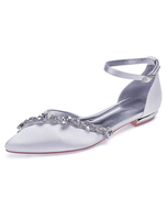 Chaussures de mariée blanche en satin bout pointu boucle réglable chaussures de mariage