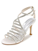 Chaussures de mariée blanche talon haut strass cheville Strap chaussures de mariée de Gladiator sandales