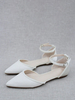 Chaussures De Mariée Bout Pointu Perles Chaussures De Mariage À Lacet Cheville