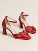 Chaussures de mariée bout pointu talon carré décoré de noeud