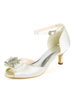 Chaussures de mariée bout rond talon bas boucle réglable ivoire en PU
