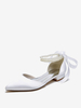 Chaussures De Mariée Bride Perles Lacet Nœud Mariage Satin Bout Pointu