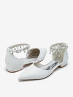 Chaussures De Mariée Chaussures Plates De Mariage En Cuir PU Bout Pointu
