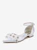 Chaussures de mariée Chaussures plates de mariage fleur en satin à bout pointu