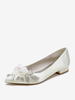 Chaussures De Mariée Chaussures Plates De Mariage Satin Strass Perle Bout Pointu