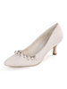 Chaussures de mariée en dentelle blanc bout pointu perles chaton talon chaussures de mariée