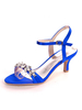 Chaussures de mariée en satin bleu bout ouvert strass chaton talon chaussures de mariée