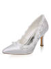 Chaussures de mariée en satin ivoire bout pointu perles talon aiguille 3.1 "chaussures de mariée