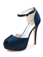 Chaussures De Mariée En Satin Peep Toe Avec Talon Aiguille Plateforme