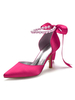 Chaussures de mariée en satin Rose bout pointu Bow talon aiguille chaussures de mariée