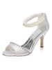 Chaussures de mariée en satin Satin Ivoire Peep Toe Pearls Stiletto Heel 3.1 "Chaussures de mariée