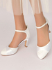 Chaussures de Mariée Femme à Talons Hauts avec Bout Rond en Dentelle Unicolore