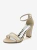 Chaussures De Mariée Femme Satin Champagne Bout Ouvert Talon Épais Chaussures De Mariage