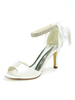 Chaussures de mariée ivoire en satin bout ouvert talon haut décoré de noeud chaussures mariage
