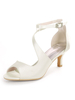 Chaussures de mariée ivoire Satin bout ouvert chaton talon chaussures de mariée