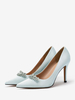 Chaussures De Mariée Mariage Satin Bleu Ciel Clair Bout Pointu Talon Aiguille
