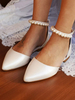 Chaussures De Mariée Plates Blanches À Bout Pointu Avec Bride À La Cheville Chaussures De Mariage