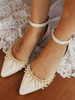 Chaussures de mariée plates ivoire bout pointu perles détail chaussures de mariage