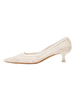 Chaussures de mariée pour femmes brodées en maille à bout pointu; chaussures de mariée à talon bobine