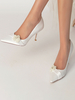 Chaussures de mariée pour femmes Fleurs Satin Bout pointu Talon aiguille Chaussures de mariée