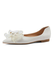 Chaussures de mariée pour femmes nœuds en cuir PU bout pointu chaussures de mariée plates
