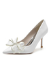 Chaussures de mariée pour femmes nœuds tissu à paillettes bout pointu talon aiguille chaussures mariage