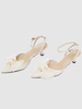 Chaussures de mariée pour femmes Perles Cuir de vachette Bout pointu Talon gobelet Chaussures de mariée