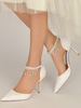 Chaussures de mariée pour femmes Perles Dentelle Bout pointu Talon aiguille Chaussures de mariée