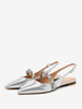 Chaussures De Mariée Pour Femmes Sandales Argent Bout Pointu Chaussures De Mariée Plates