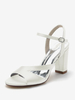 Chaussures De Mariée Pour Femmes Satin Bout Ouvert Talon Épais Chaussures De Mariage