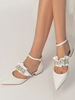 Chaussures de mariée pour femmes Strass Paillettes Tissu Bout pointu Chaussures de mariée plates