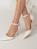 Chaussures de mariée pour femmes Strass Paillettes Tissu Bout pointu Talon aiguille Chaussures de mariée
