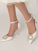 Chaussures de mariée pour femmes Strass Paillettes Tissu Bout pointu Talon aiguille Chaussures de mariée