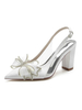 Chaussures de mariée pour femmes strass PVC haut bout pointu talon épais chaussures de mariée